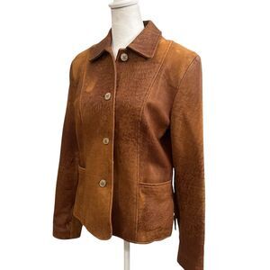Vintage REMY  Soft Leather Jacket Distressed Coat Blazer Womens S Brown